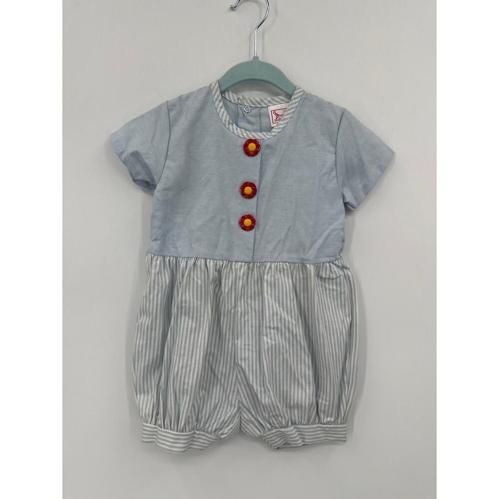 Vintage 1980's Buster Brown Blue stripe romper Size 18 months NWOT